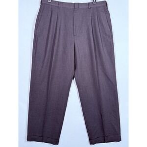Slates Men's Tag- 38x30 Dress Pants with Cuffs Black Worsted Wool Blend‎ Pleated